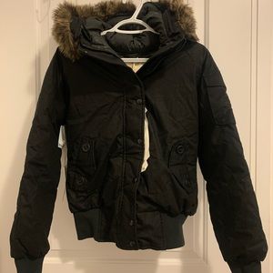 COMMUNITY ARITZIA BLACK WINTER JACKET COAT PARKA FAUX FUR